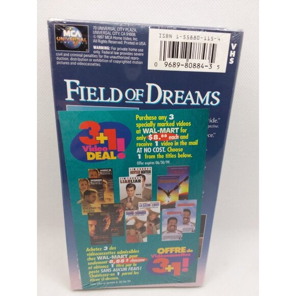 Field of Dreams VHS Home Video Kevin Costner Sealed 1989 - Picture 3 of 7